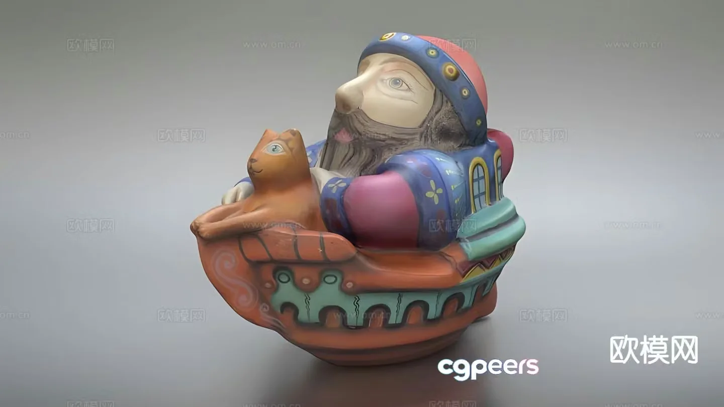 Ceramic boat toy doll 3d model