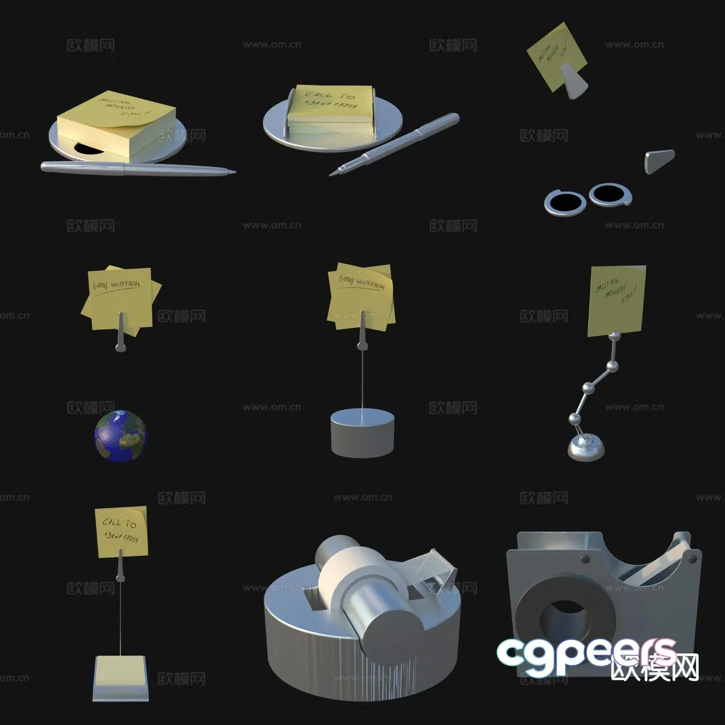 Office supplies note paper 3d model