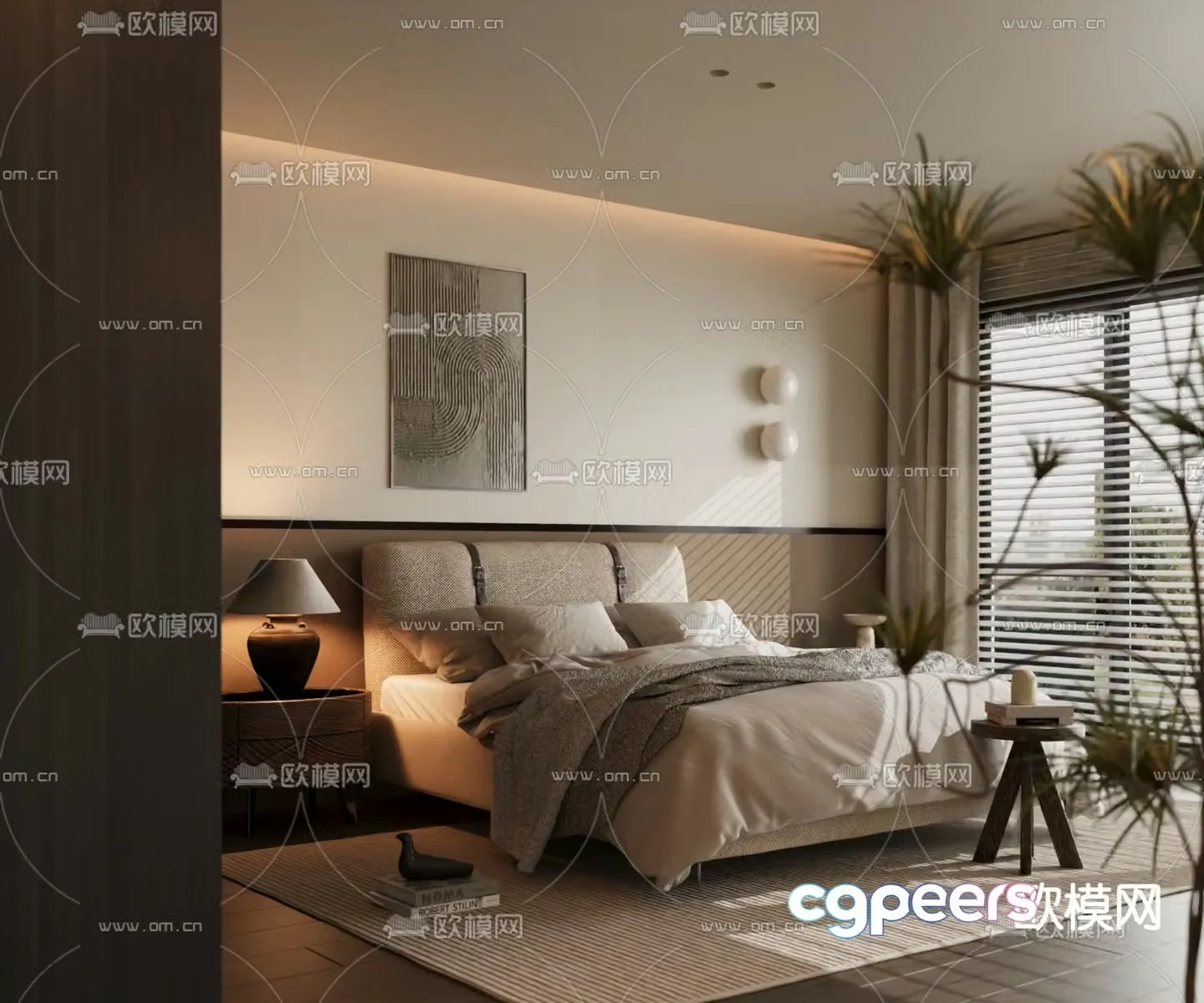 Italian double bed 3d model