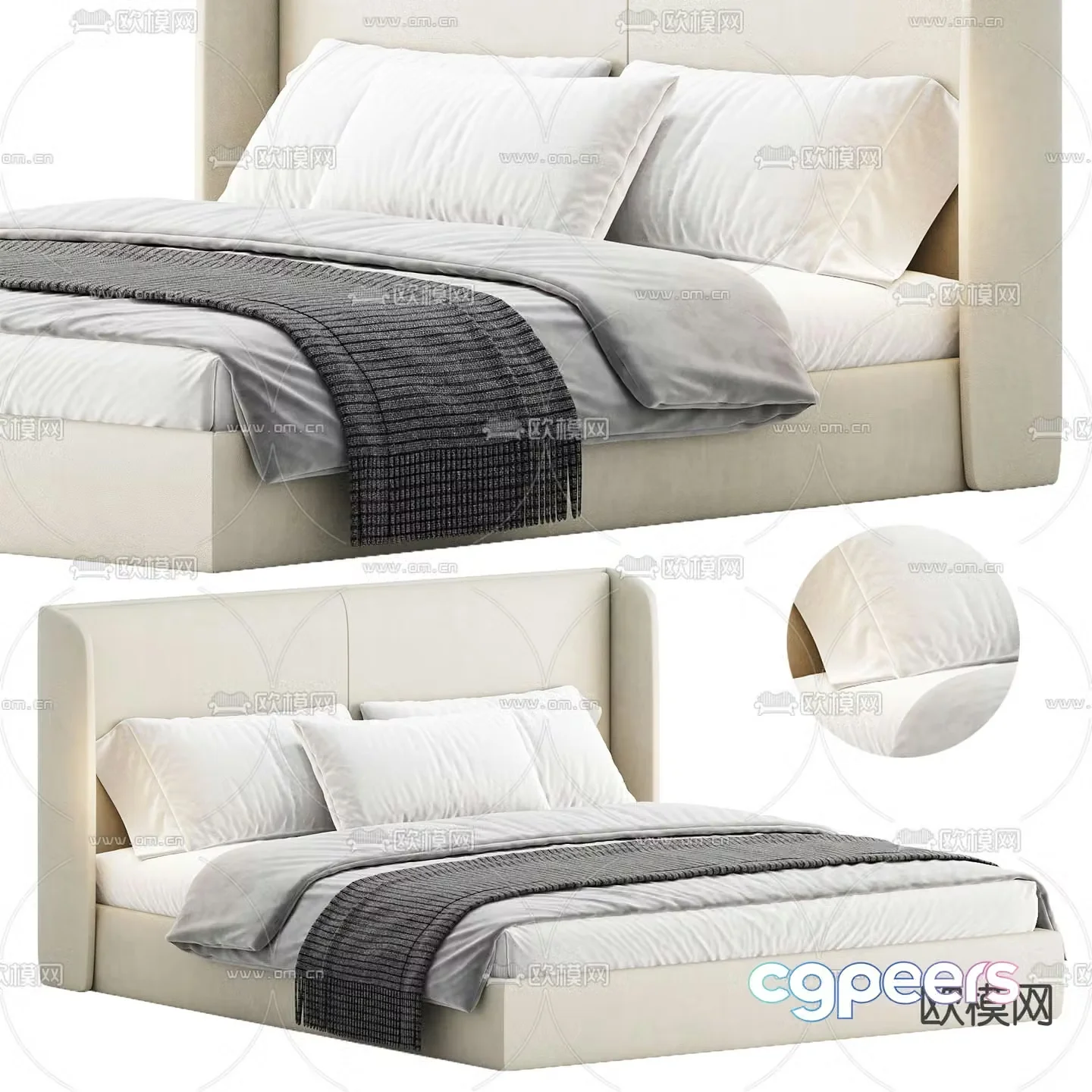 Modern double bed 3d model