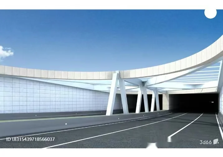 A Modern White Building With A Large Open Entrance 3D Model – 16797 – VRAY Render