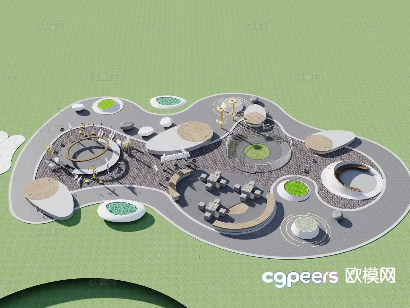 pocket park garden landscape 3d model
