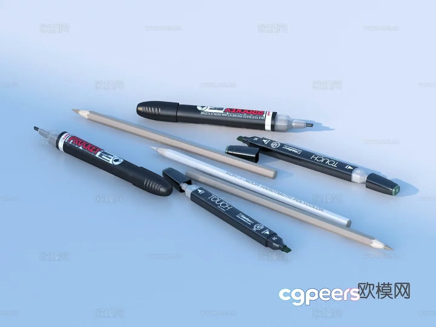pen brush pencil stationery 3d model