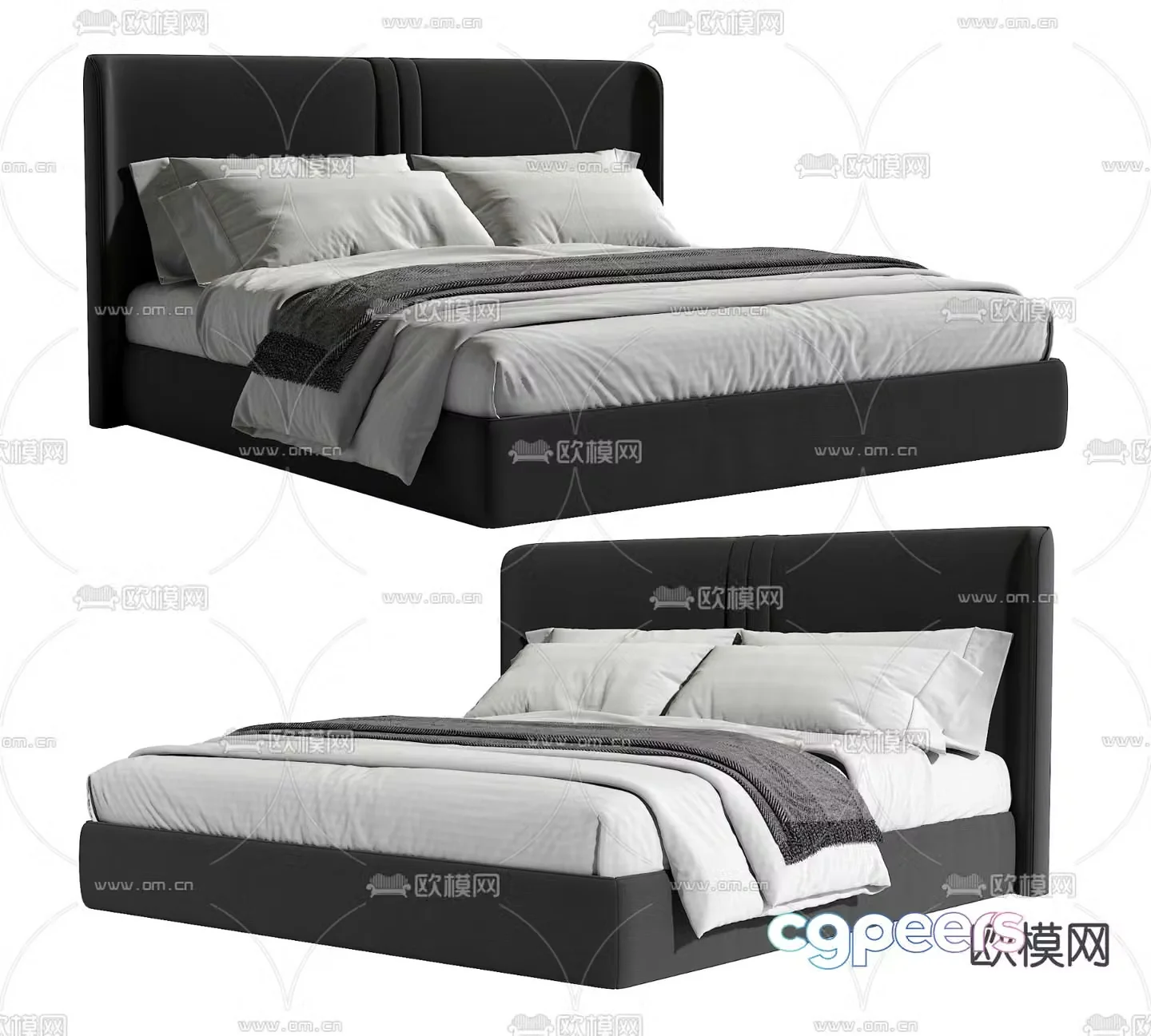 Modern double bed 3d model