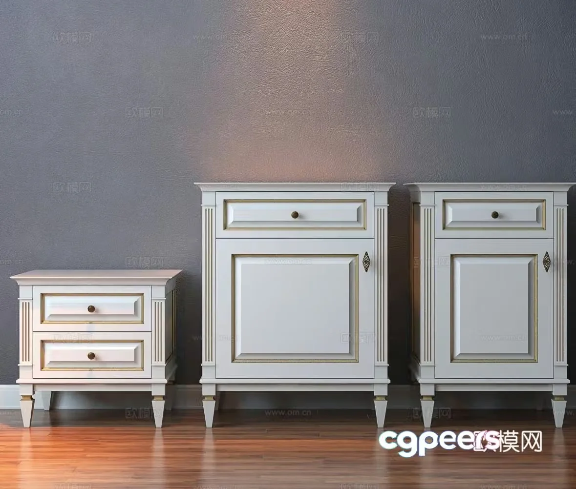 Simple European bedside table 3d model