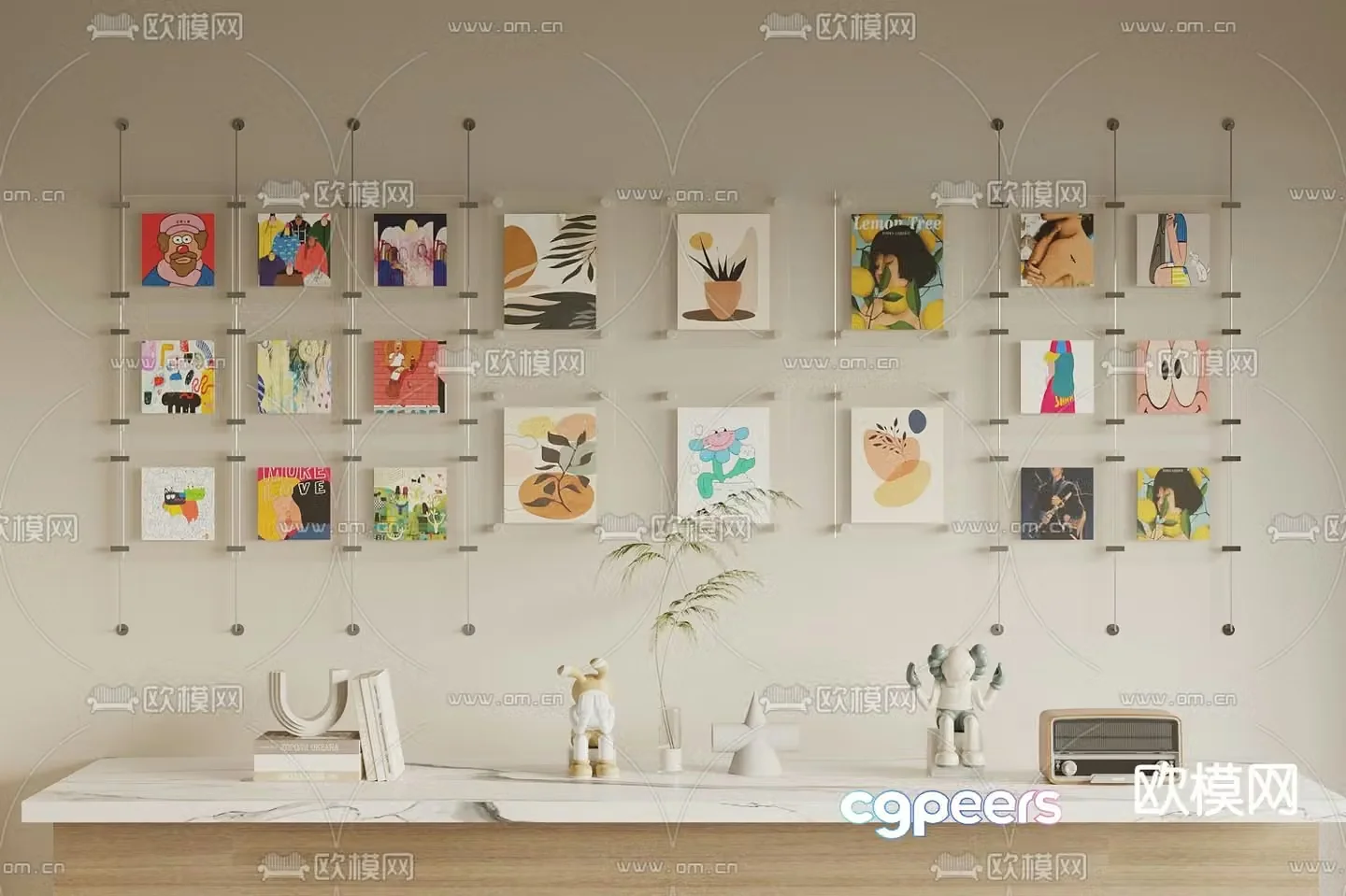 Cartoon painting Decorative painting Art painting 3d model