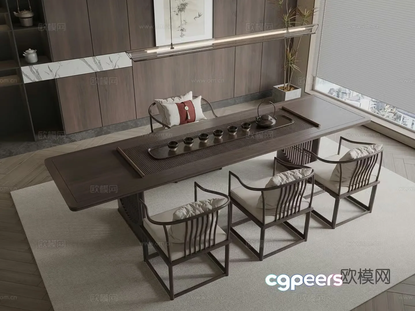 New Chinese style tea table tea table 3d model