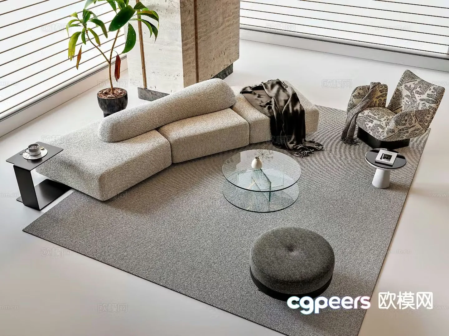 Modern modular sofa modular sofa sofa coffee table combination 3d model