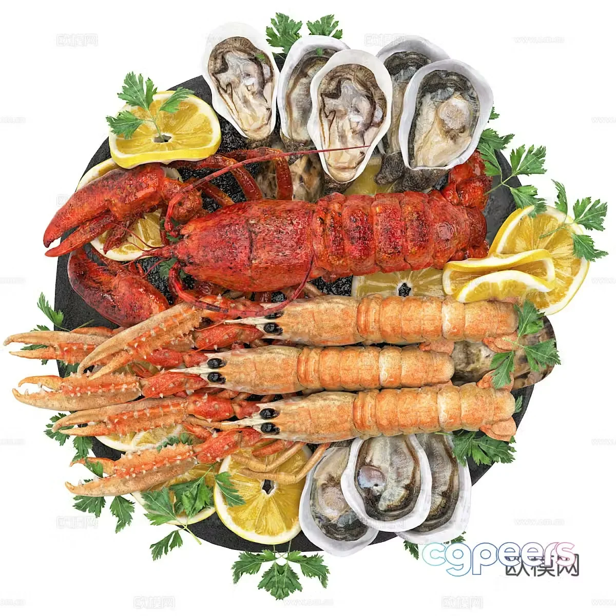 Seafood dish seafood platter 3d model