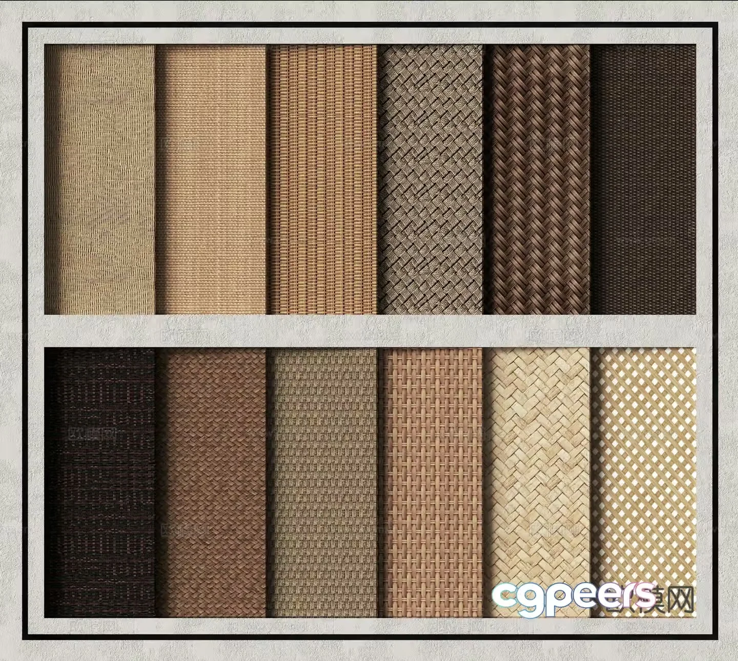 Modern rattan and bamboo material panel 3D model