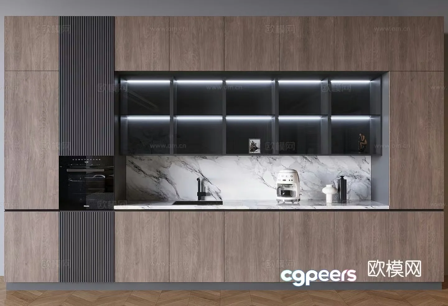 Chinese -style cabinet West Kitchen Cabinet 3D model
