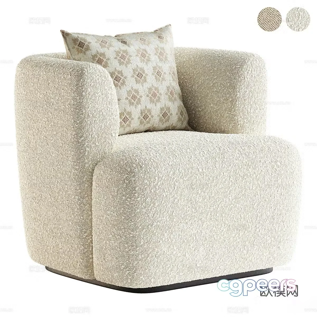 Cream style single sofa 3d model