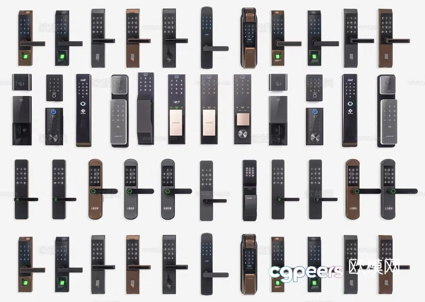 Modern smart lock Door handle Fingerprint lock Electronic lock Smart door handle 3D model