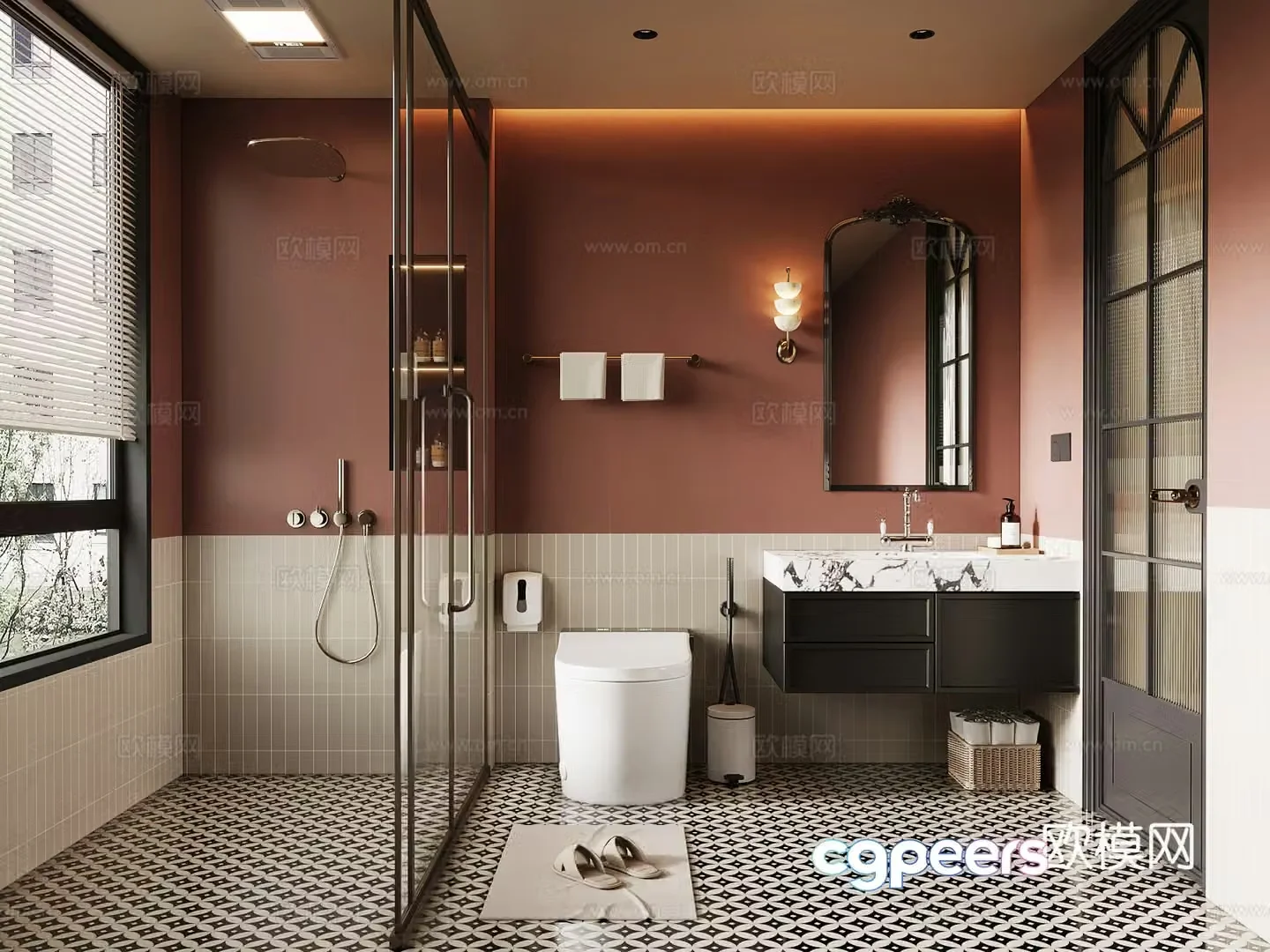 French bathroom bathroom cabinet toilet 3d model