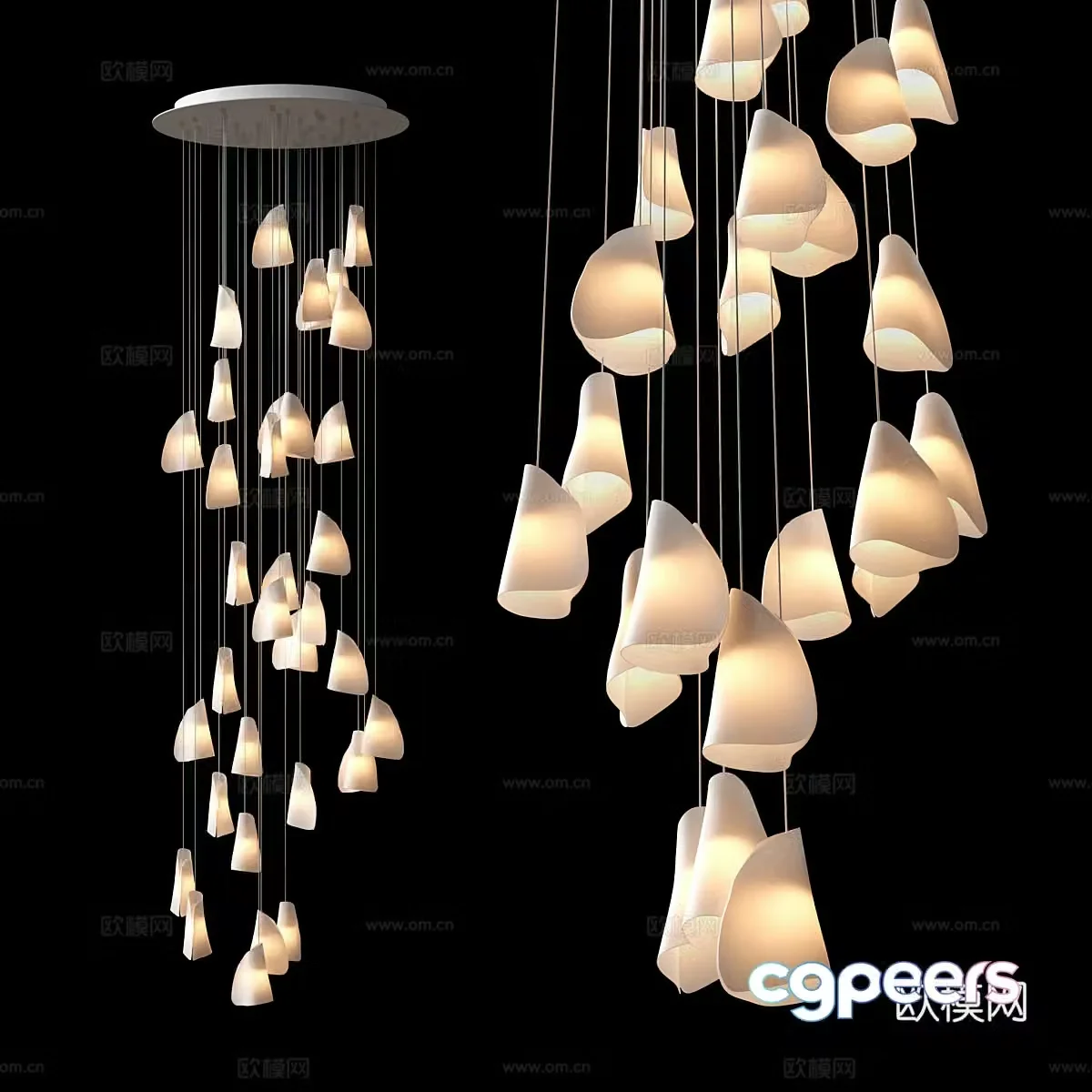 New Chinese style decorative chandelier 3D model