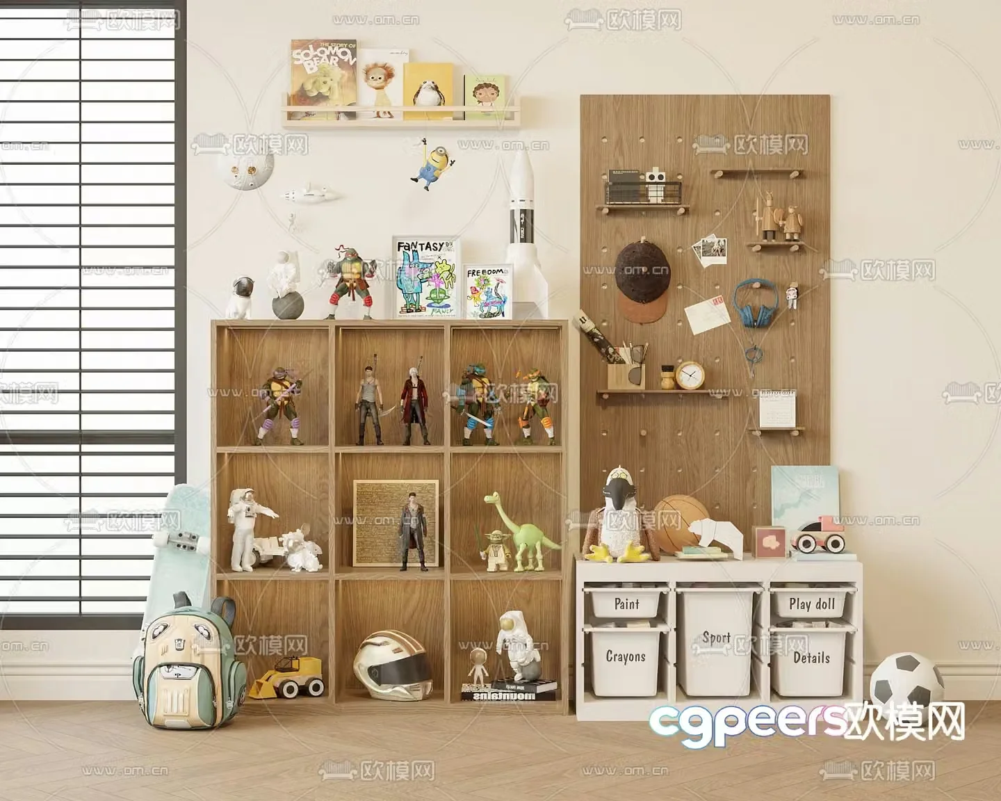 Children’s ornaments schoolbags children’s books trendy toys football 3D models