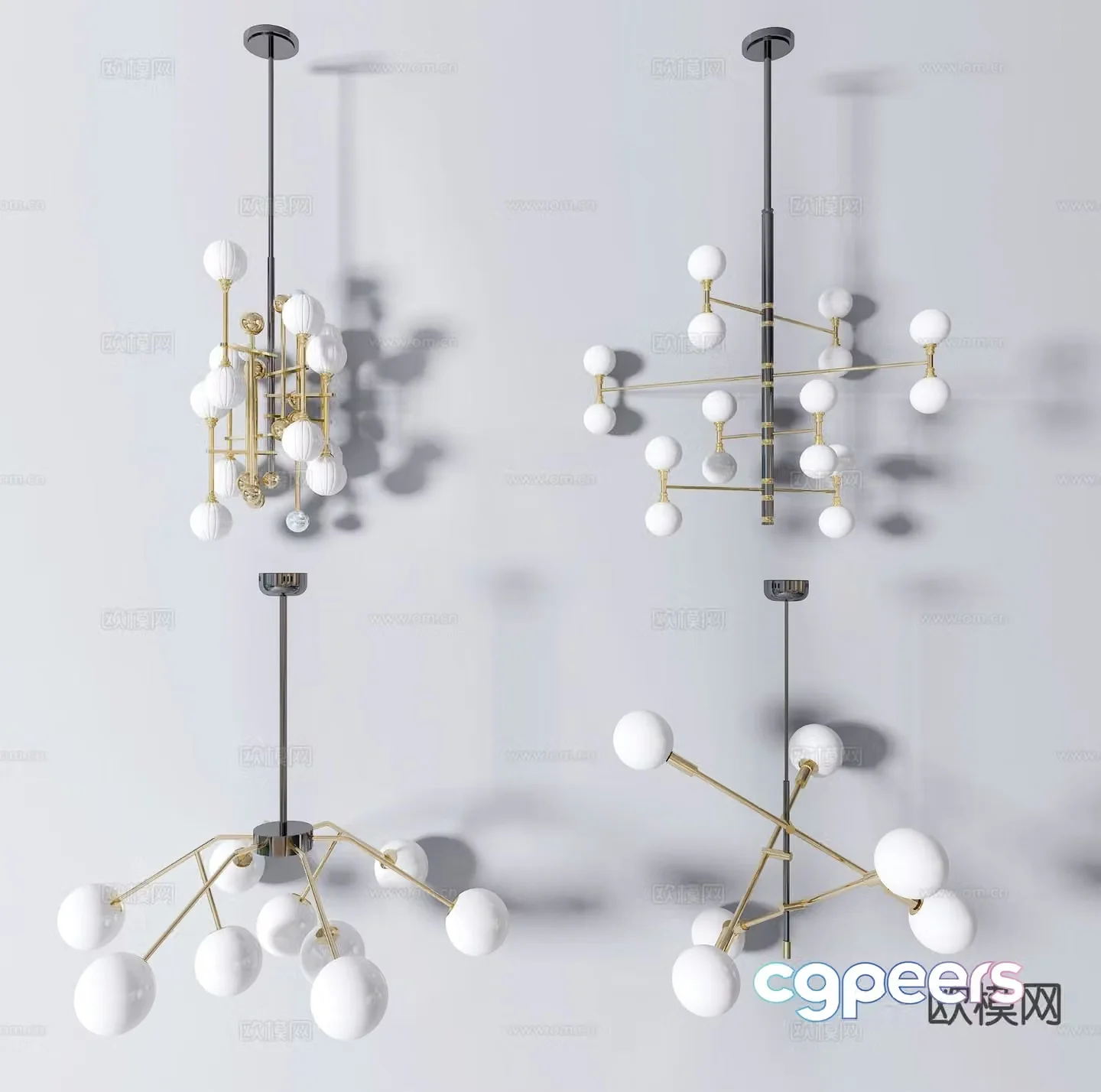Nordic multi-head chandelier 3d model