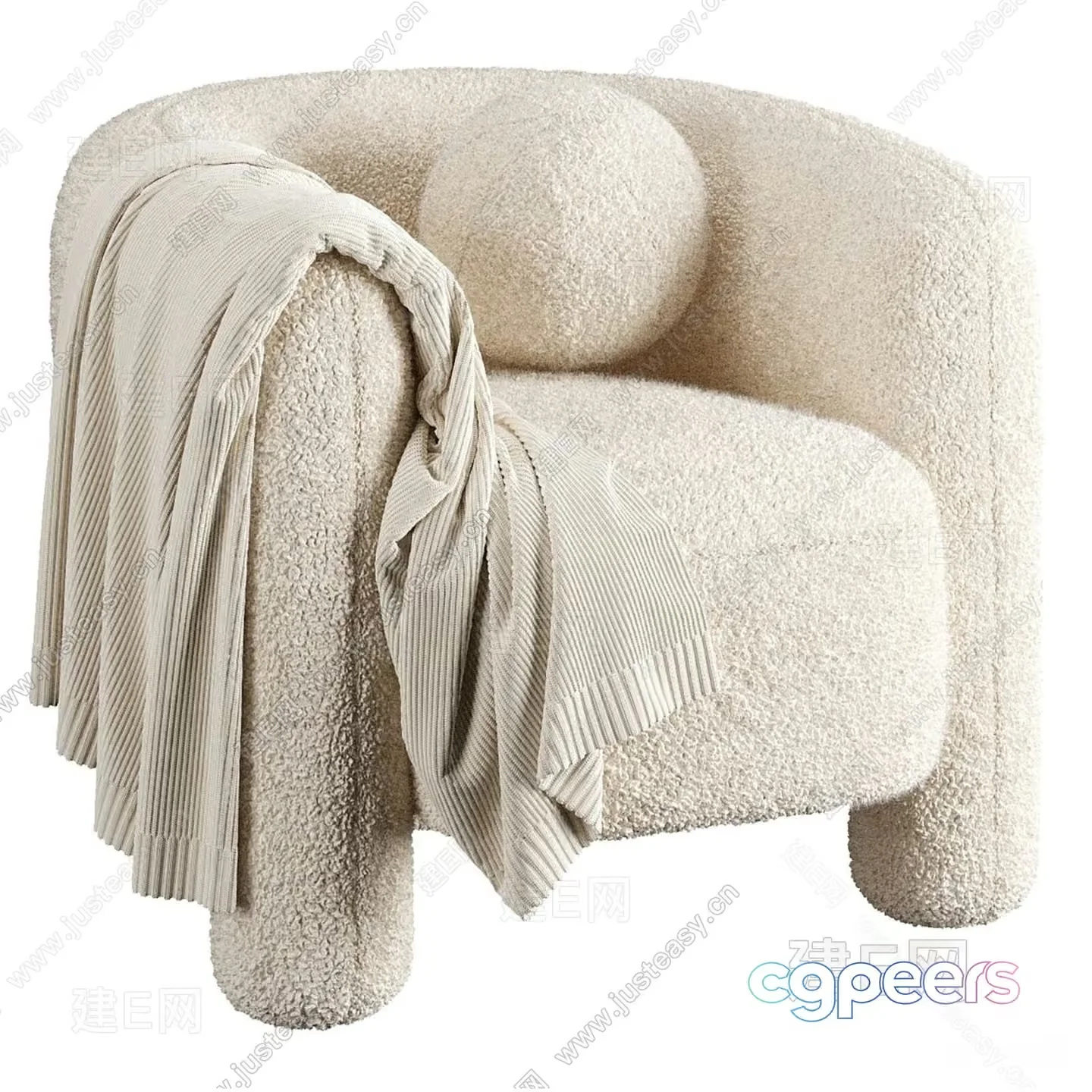 Cozy Cream Chair 3D Model – 9179 – VRAY Render