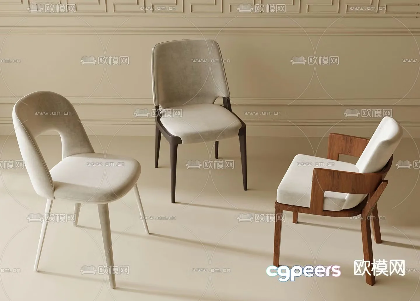 Modern dining chair single chair 3d model