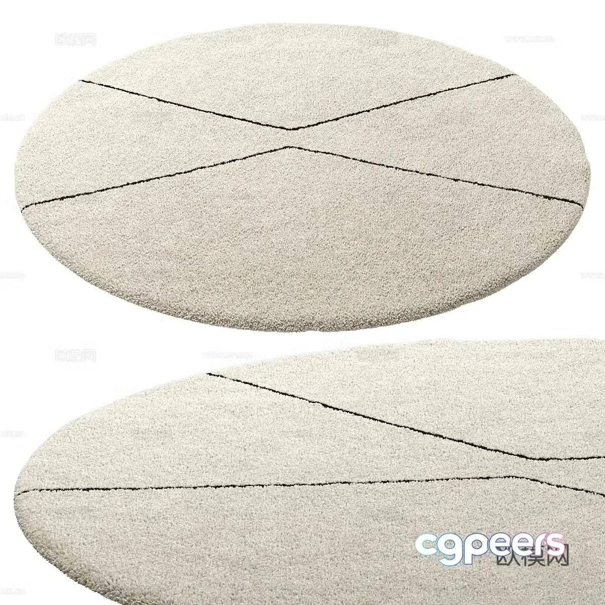 Modern Luna Round Carpet 3d Model