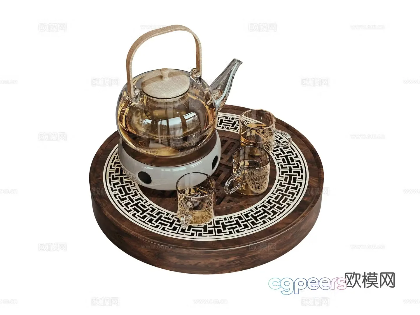 New Chinese teapot tea set 3d model