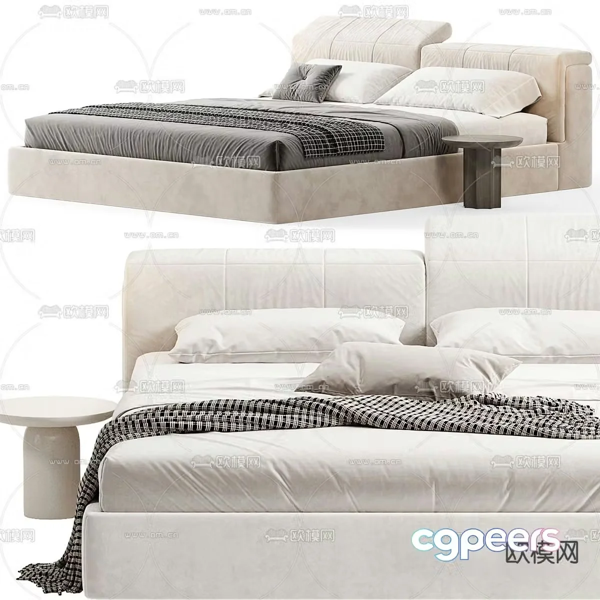 Modern double bed 3d model