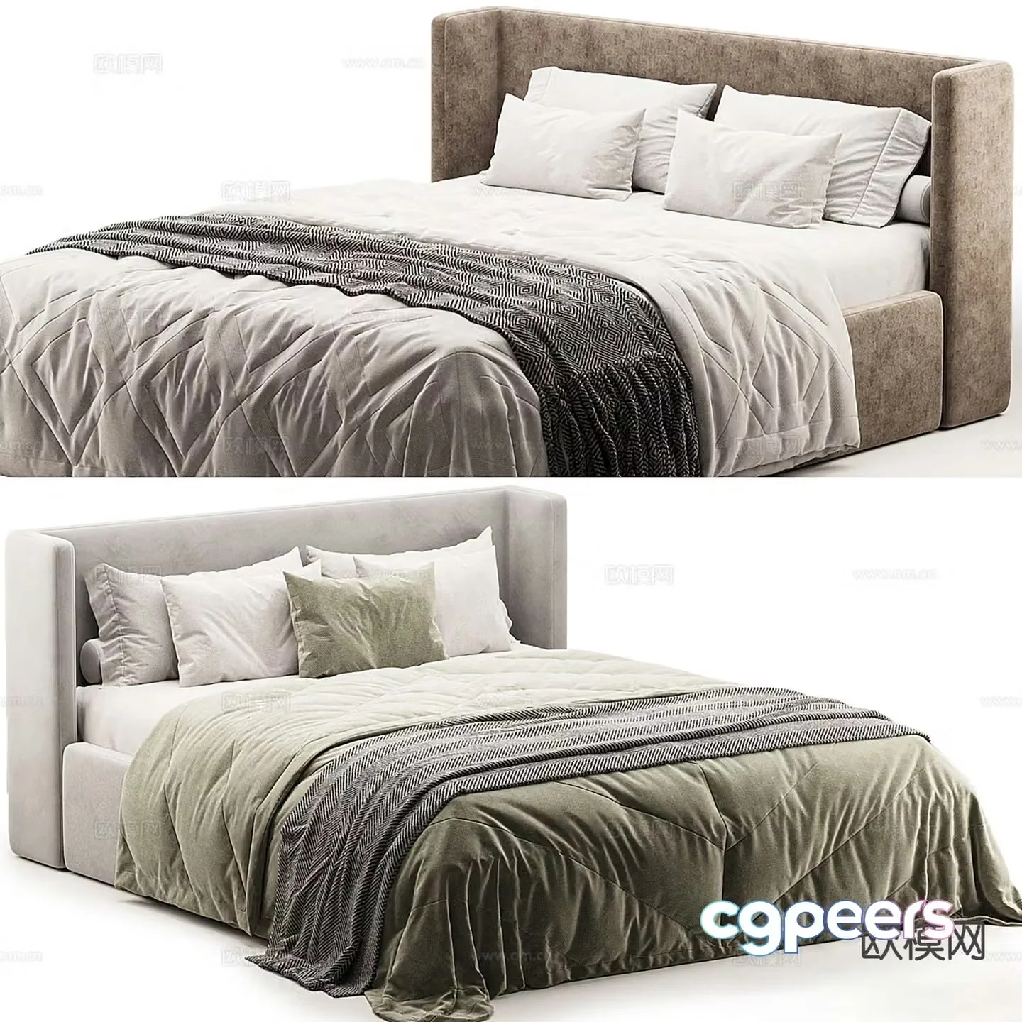 Shelter double bed 3d model