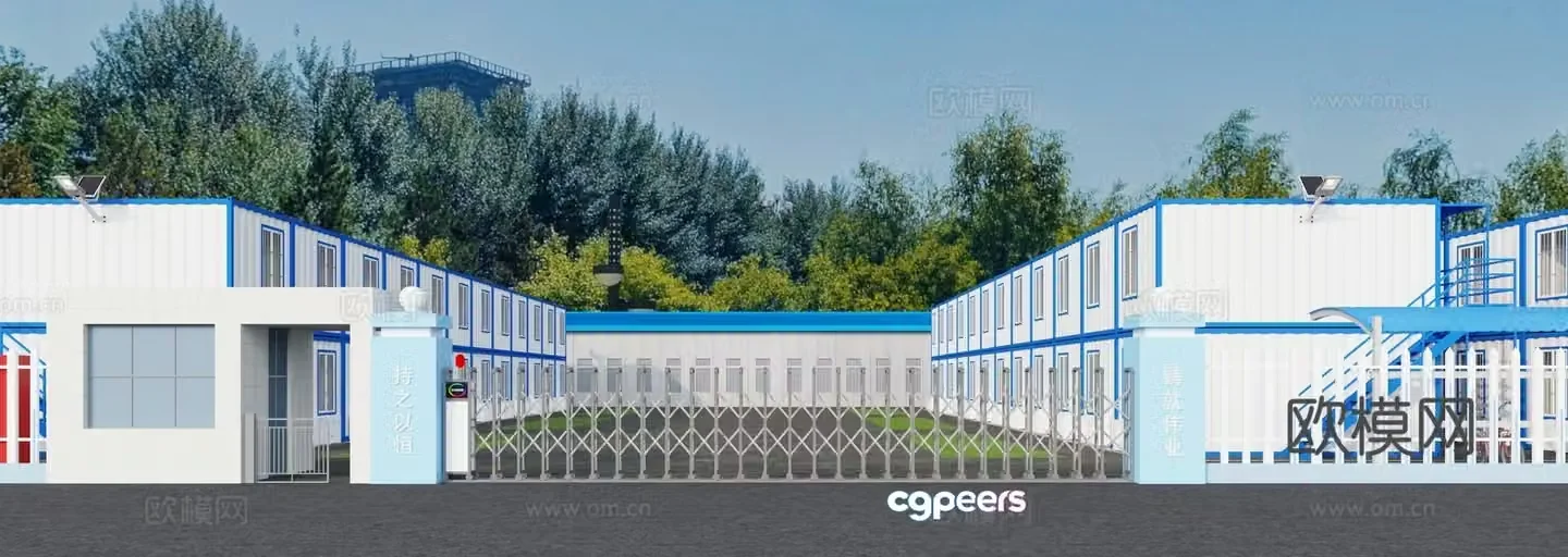 Modern factory factory area employee dormitory 3D model
