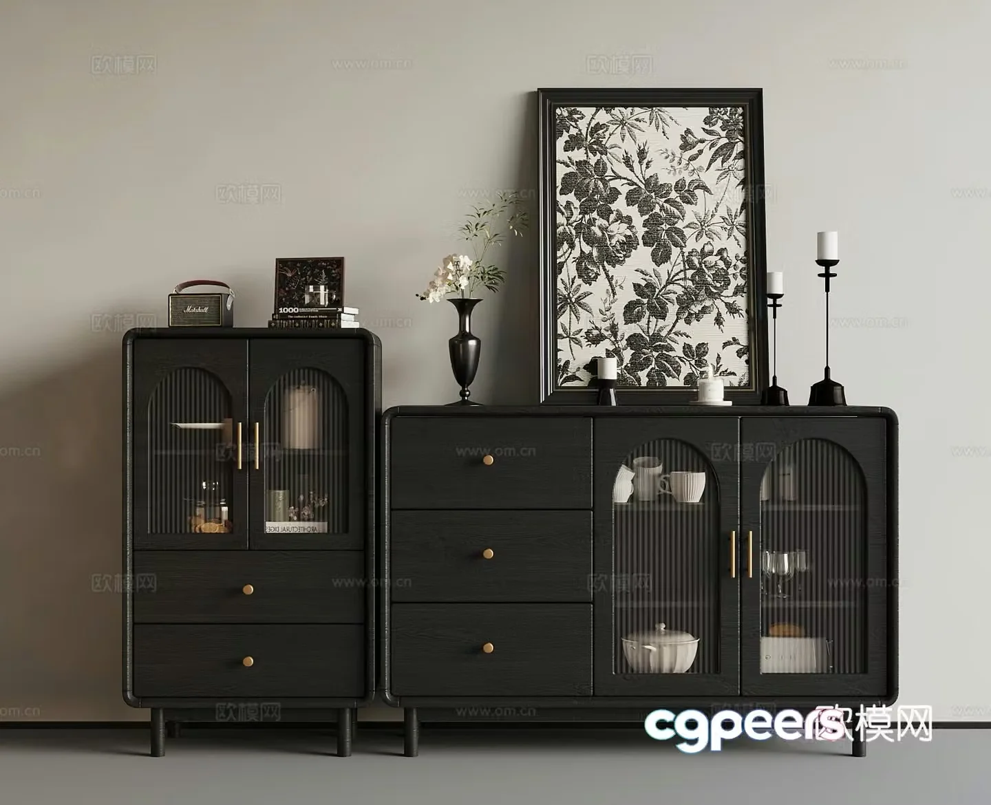 French sideboard decorative cabinet 3d model
