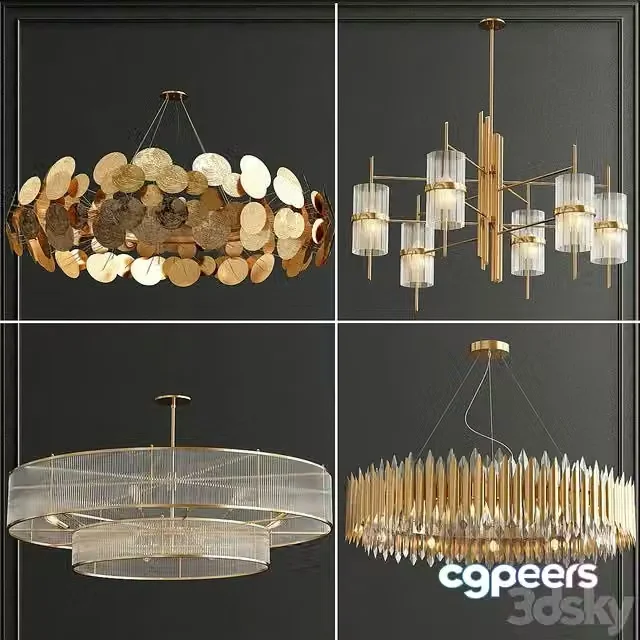 3ds Max Free – Collection chandeliers (Newton, Marais Round, Symphony Linear)