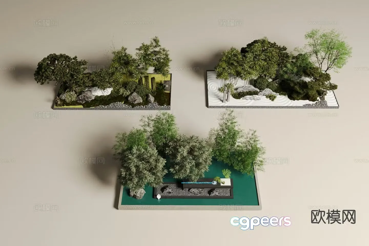 Landscape sketches plant landscaping garden road paving 3D model
