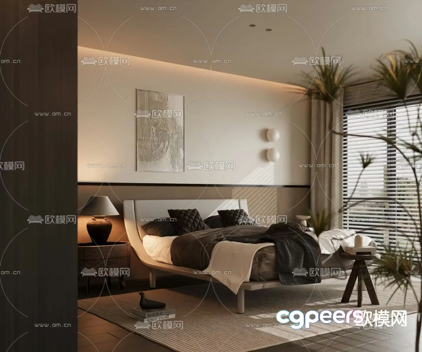 Italian double bed 3d model