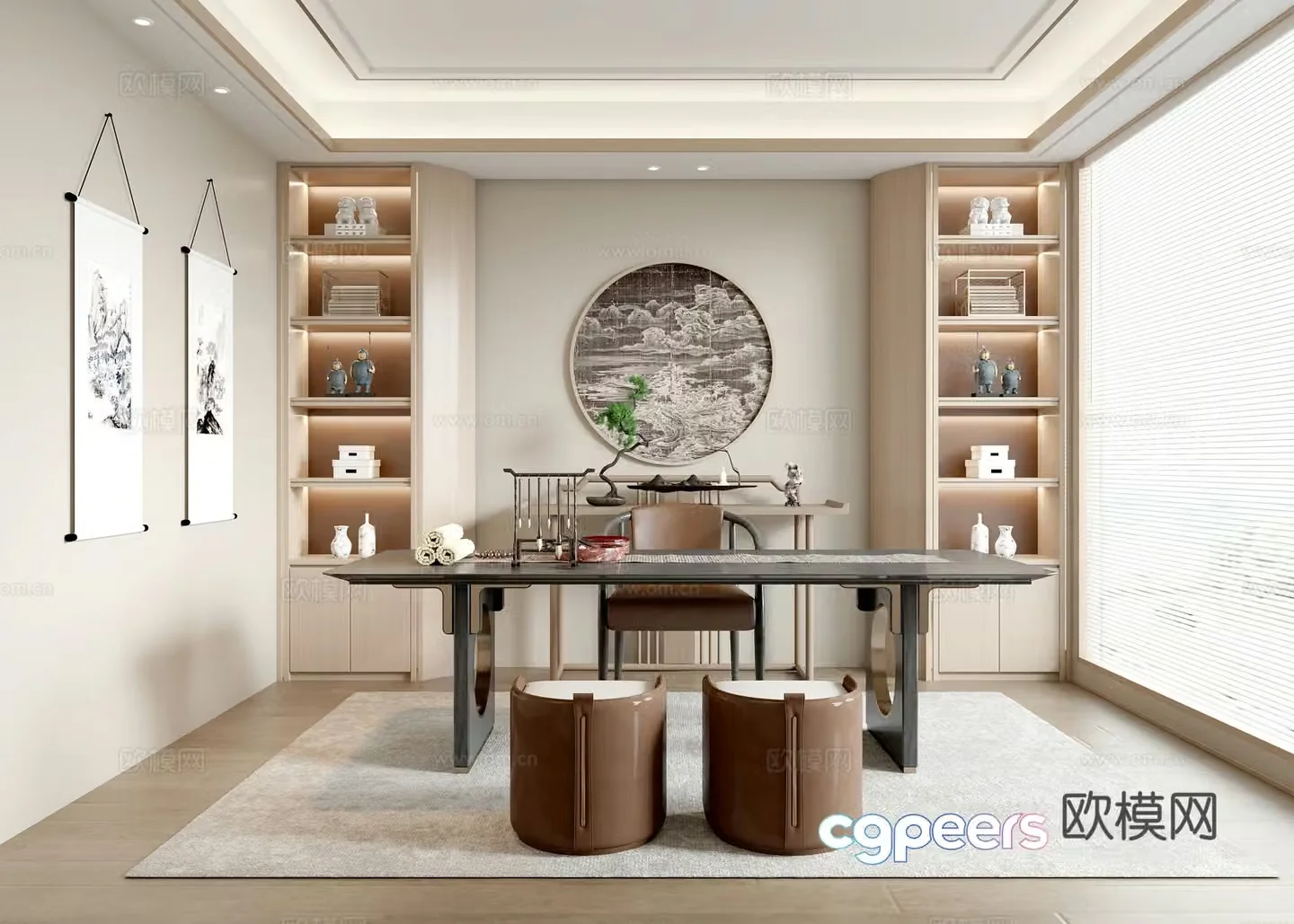 New Chinese style study 3D model