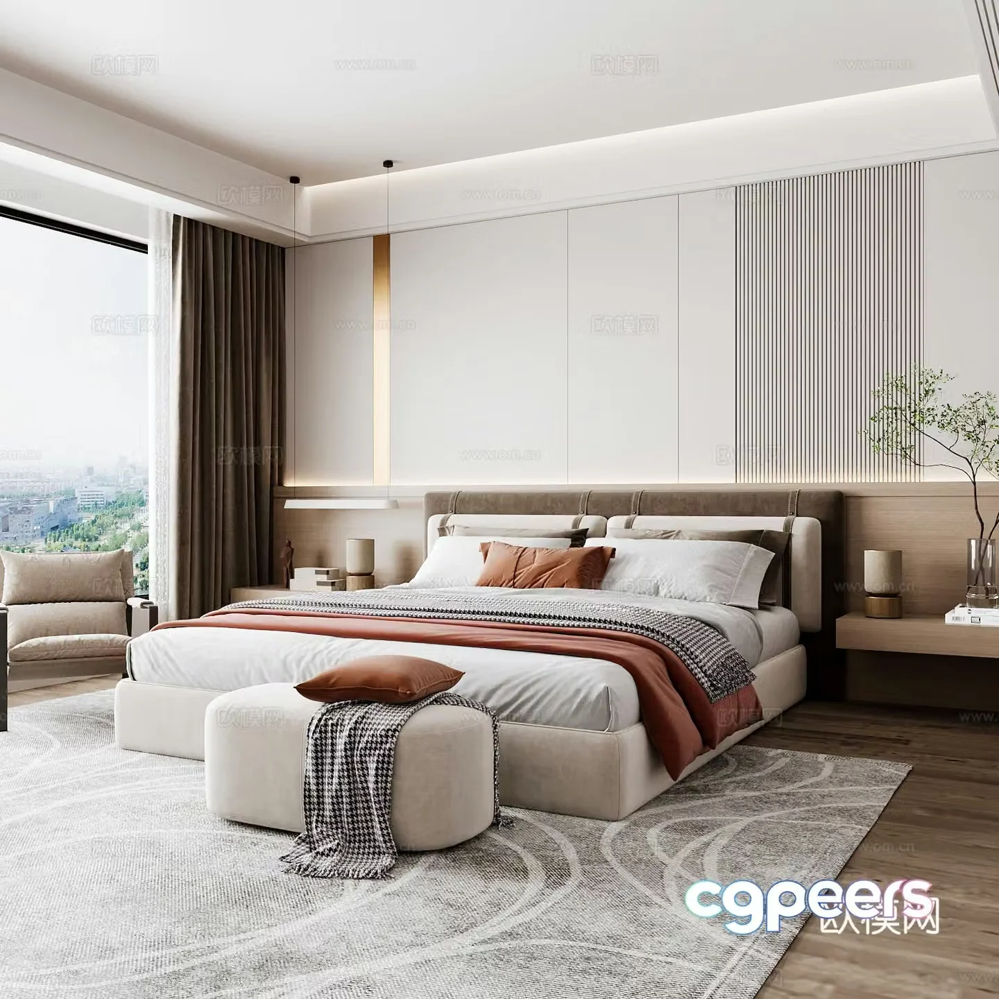 Modern home bedroom Modern bedroom Italian bedroom Simple bedroom Italian bed 3d model