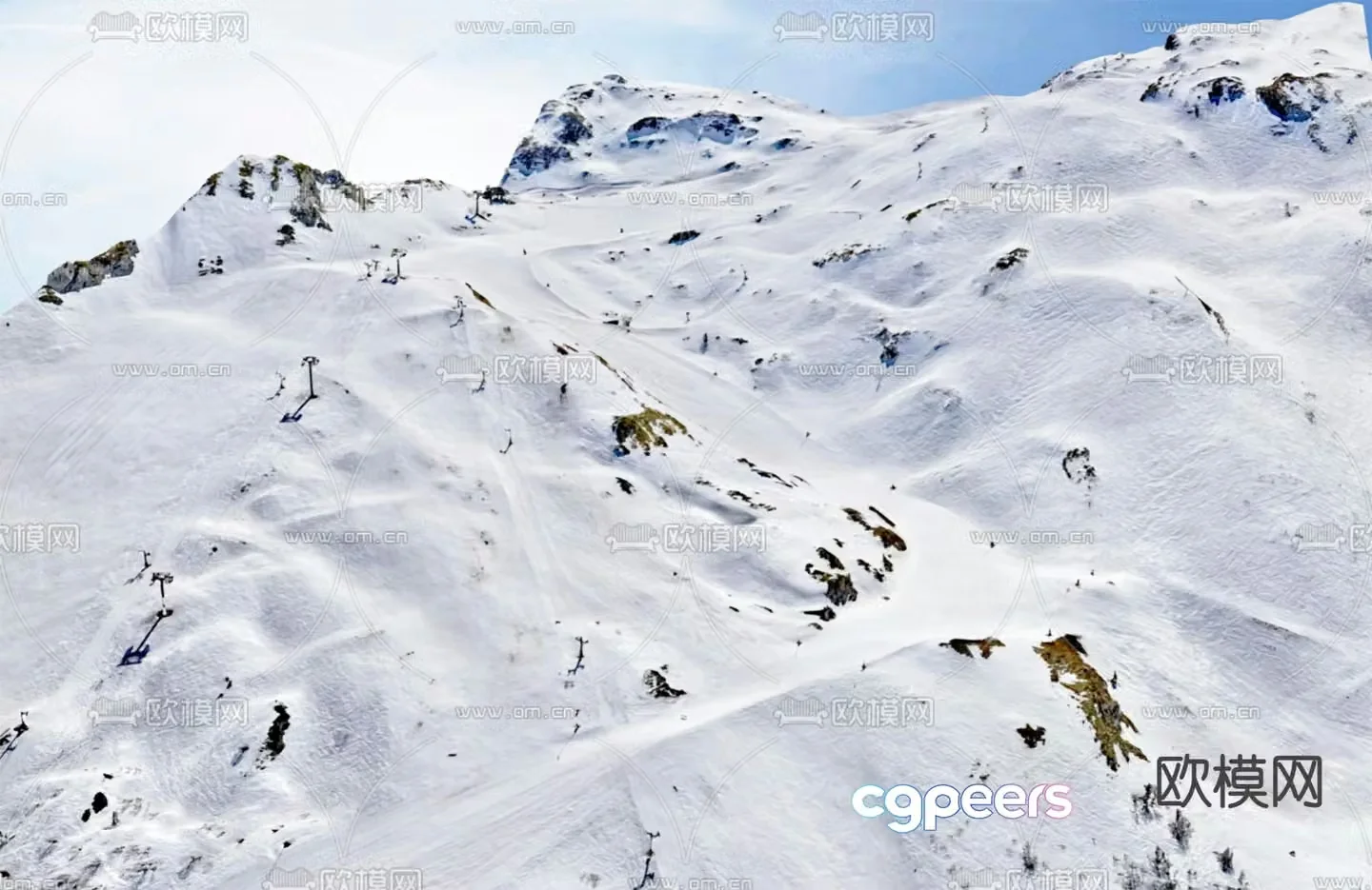 Snow mountain natural landscape 3d model