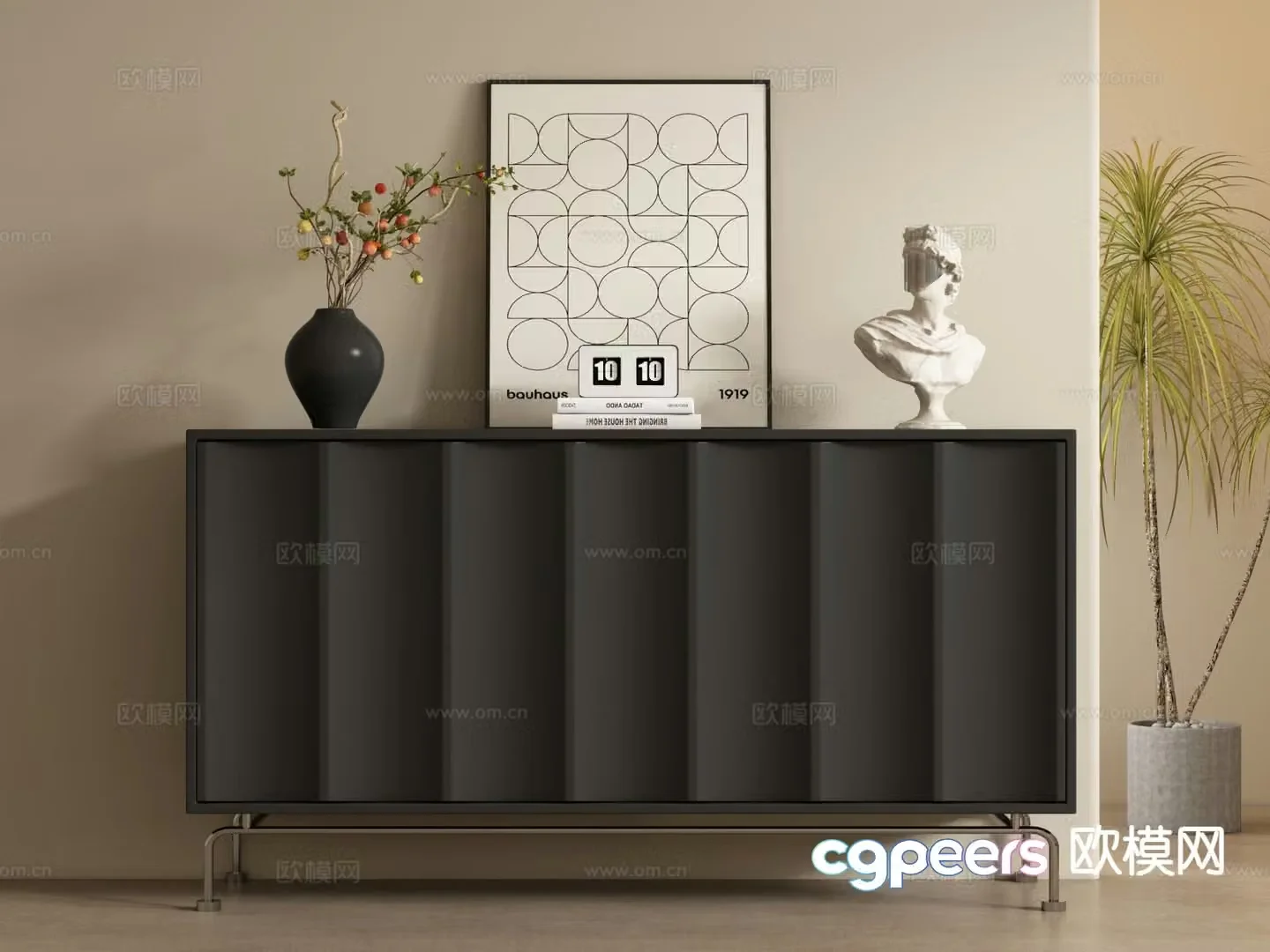 Medieval style side cabinet and entrance cabinet 3D model