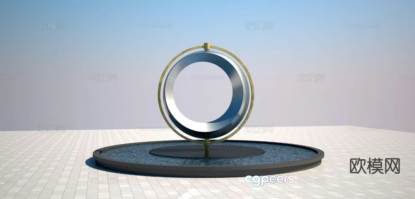 Modern rotating sculpture 3d model