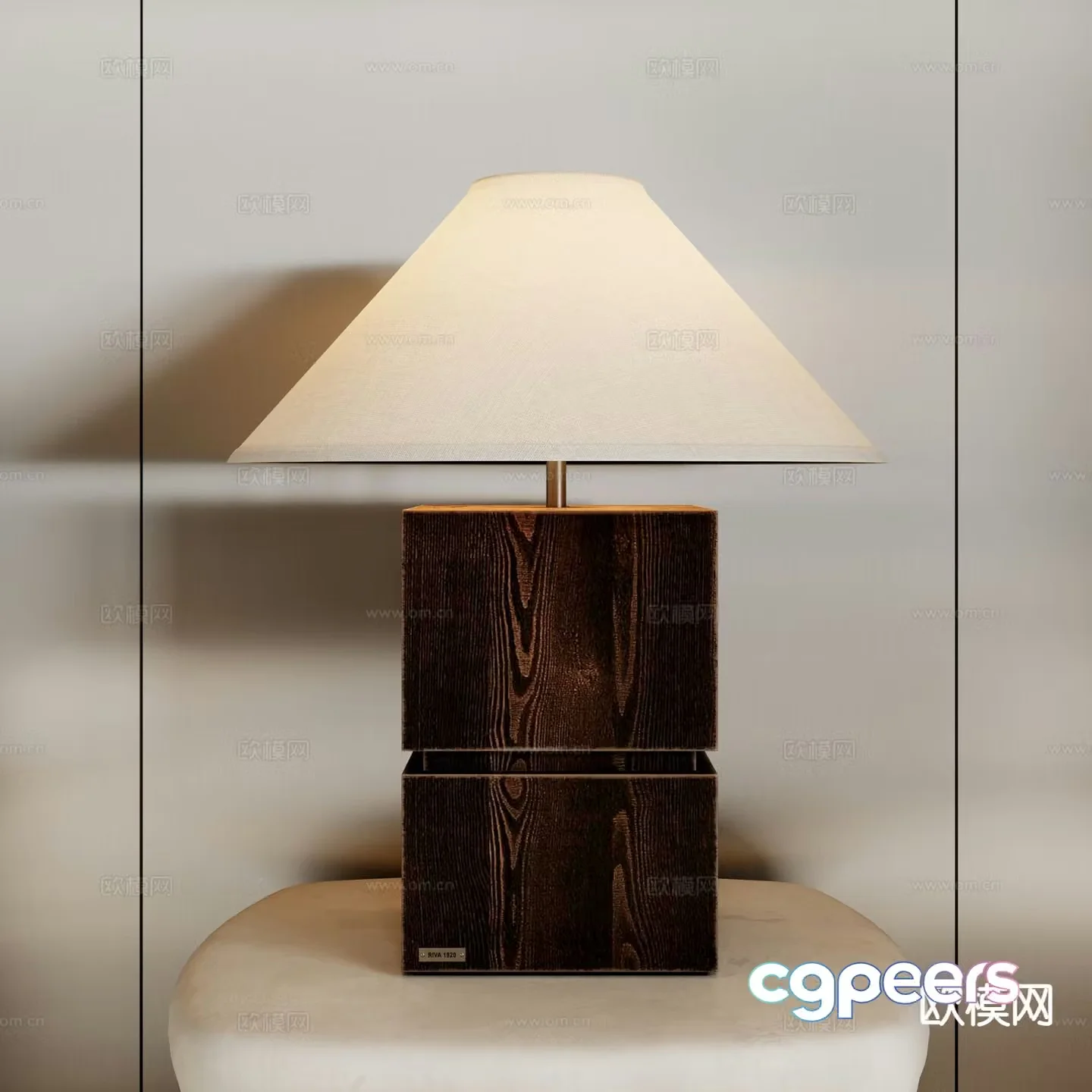 Medieval style desk lamp wooden desk lamp 3d model