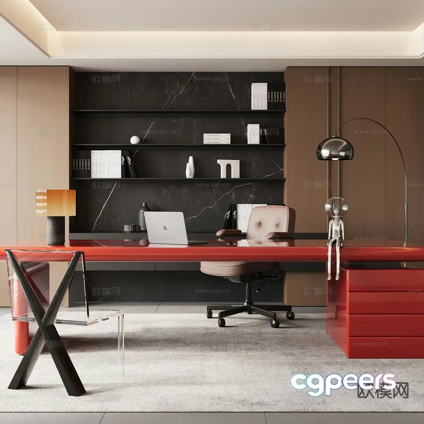 Modern study room 3d model