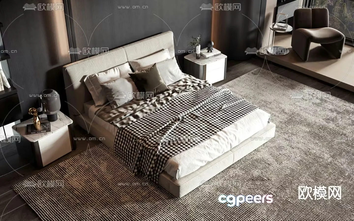 Double bed commercial bed 3d model