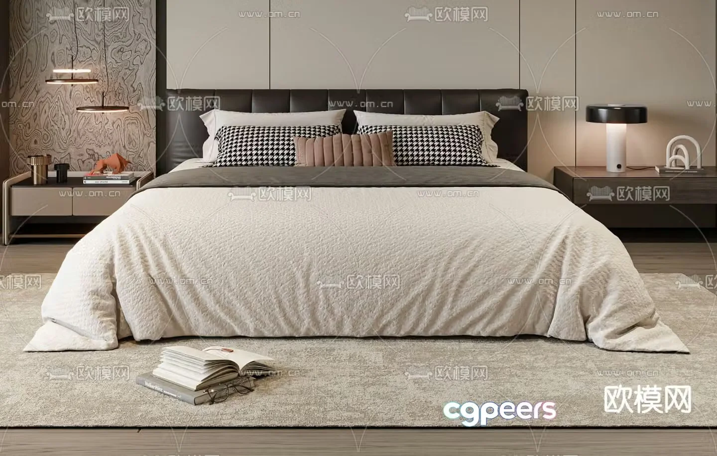 Modern double bed 3d model
