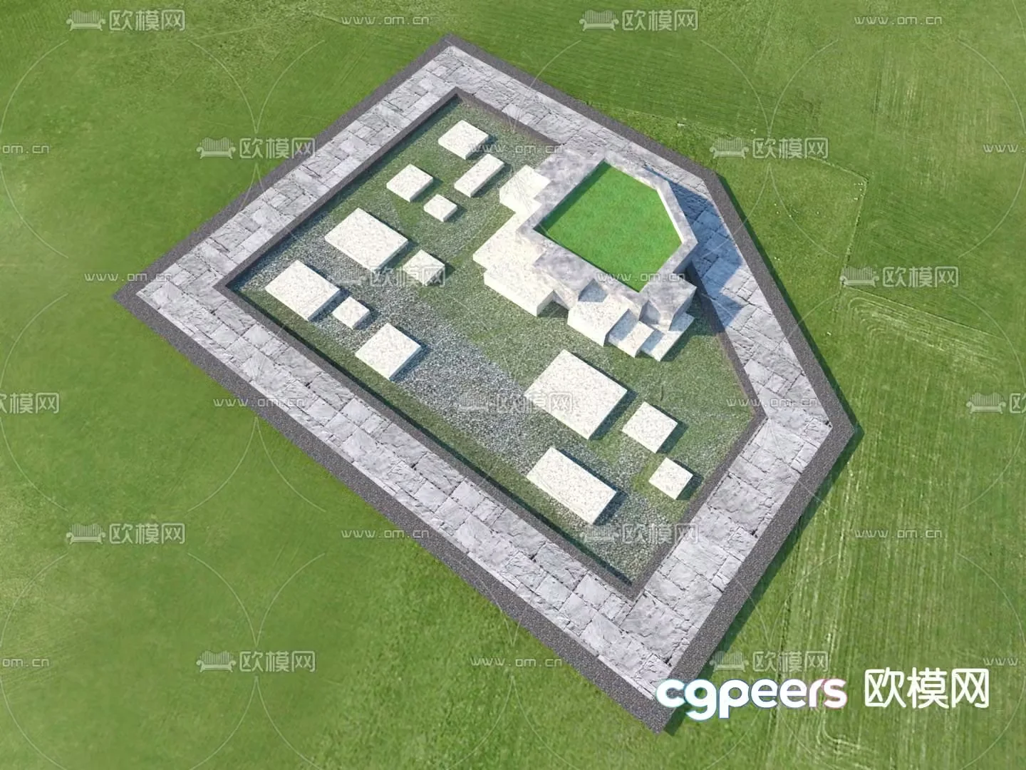Garden Road Paving Tingbu Bluestone Slab 3D Model