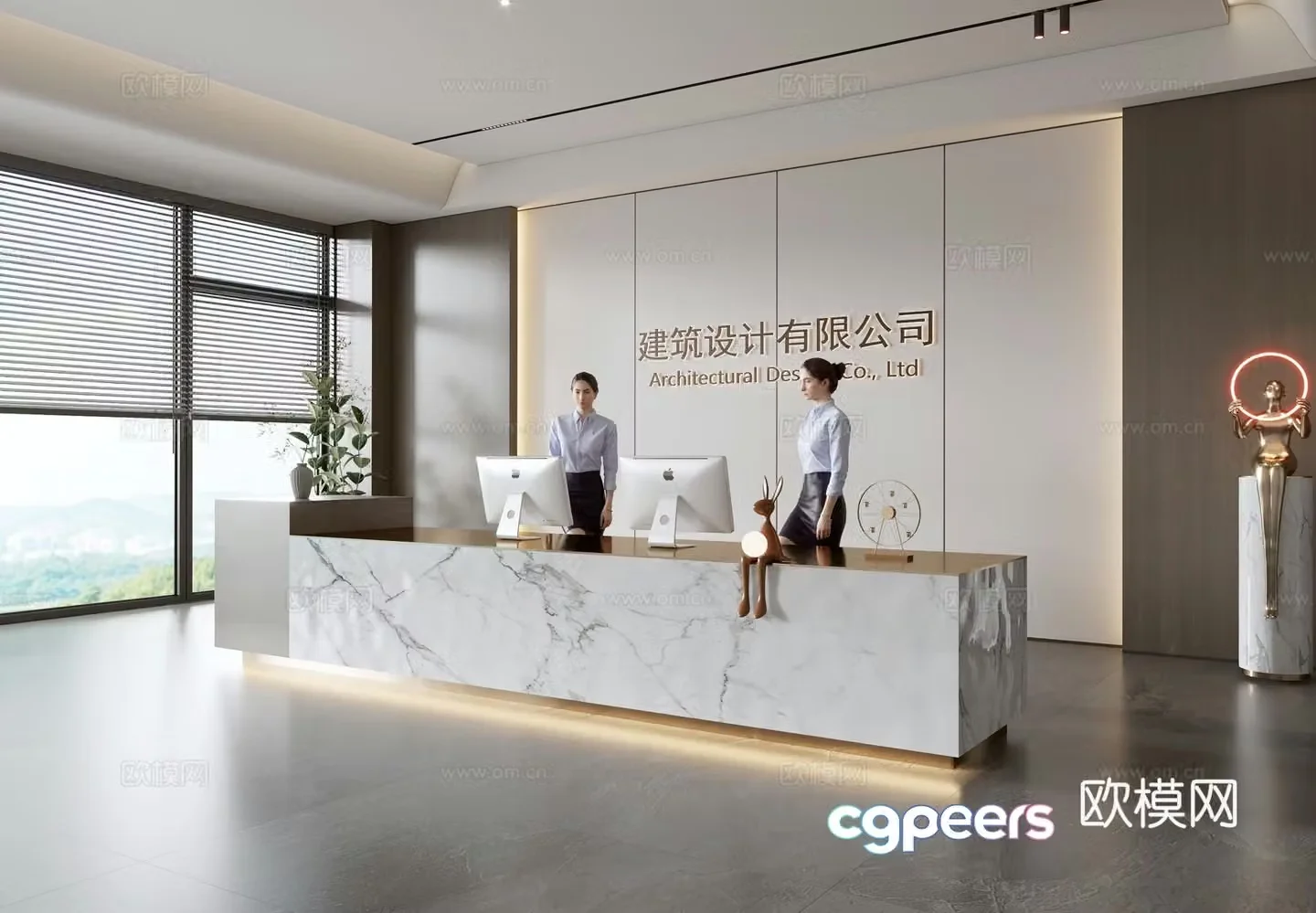 Company front desk reception 3d model