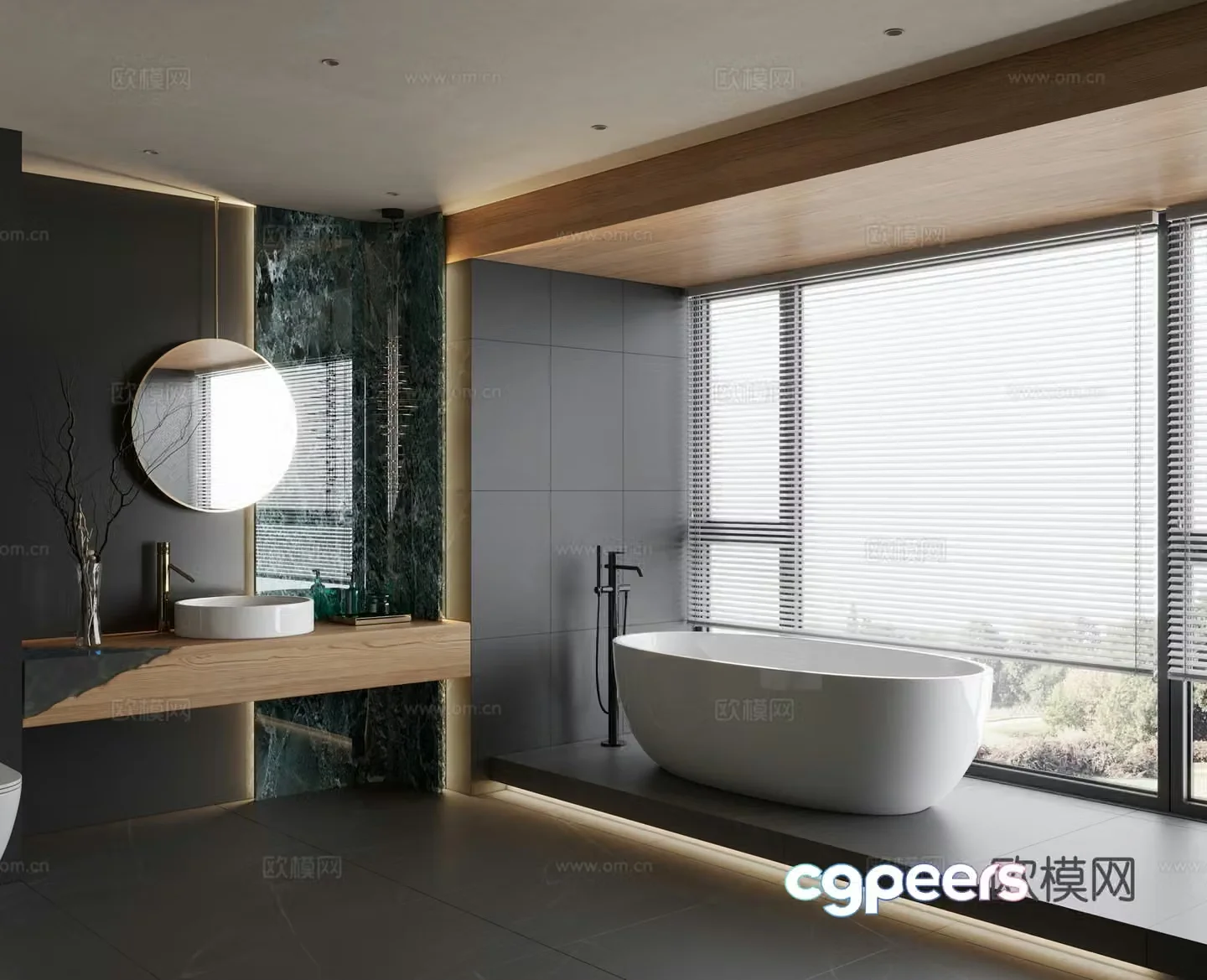 Dark style bathroom hotel bathroom 3d model
