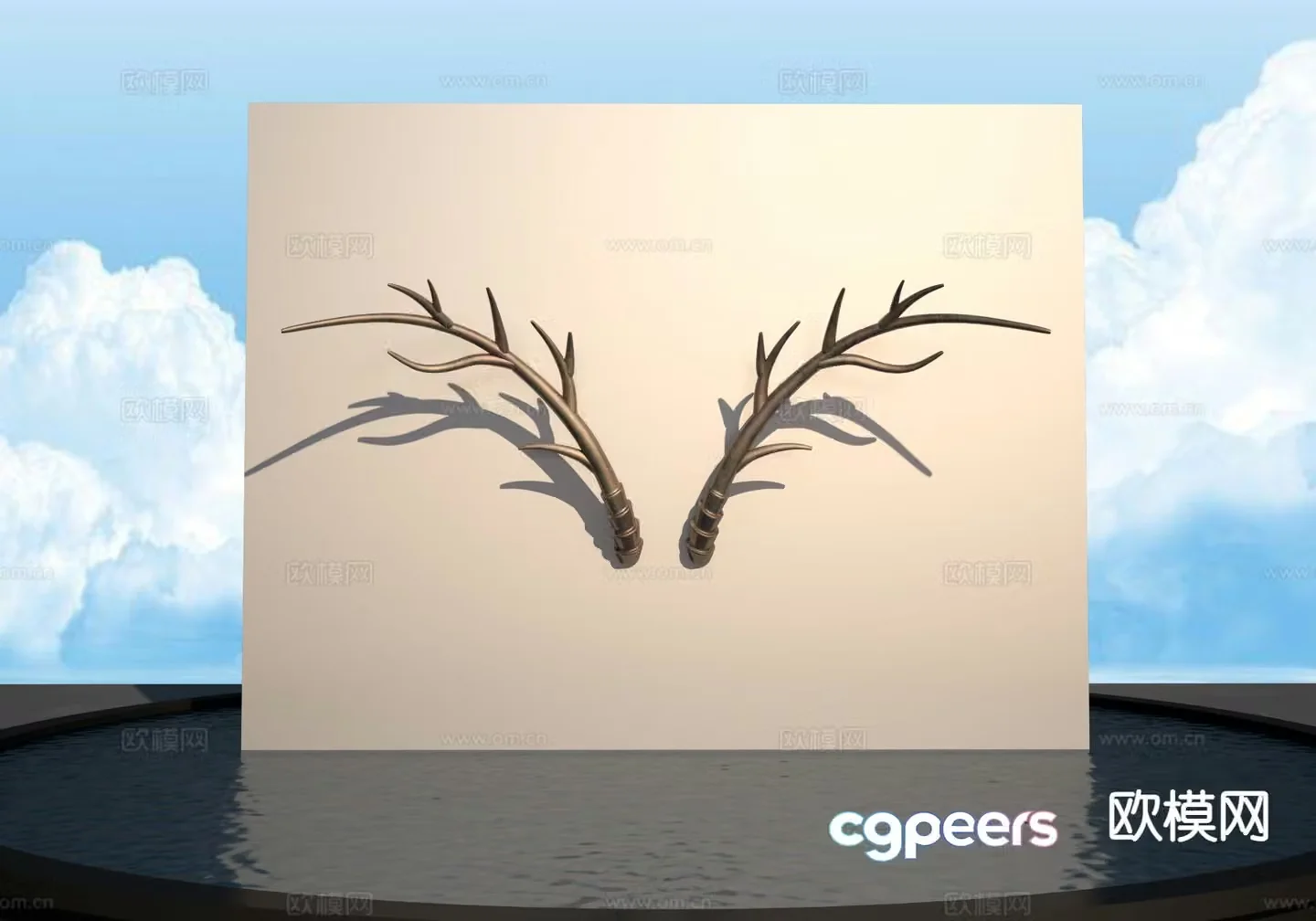 Antler sculpture square sculpture 3d model
