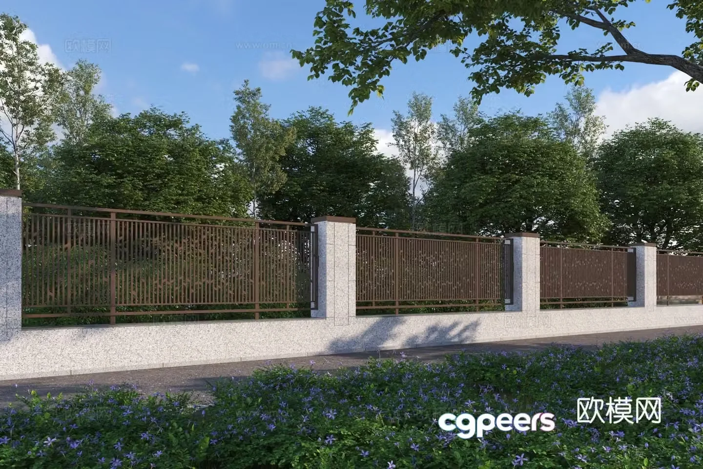 Modern fence community fence 3d model
