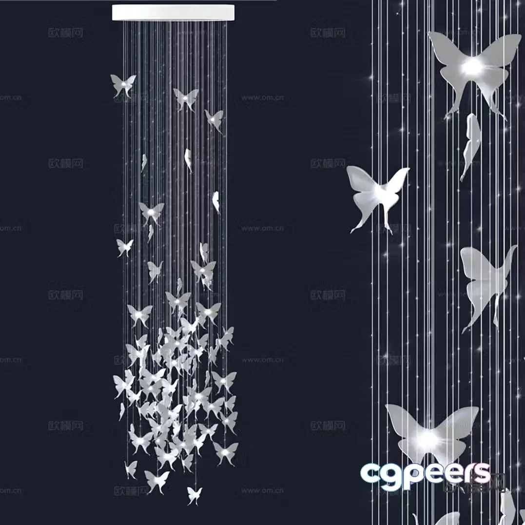 Nordic restaurant butterfly chandelier 3d model