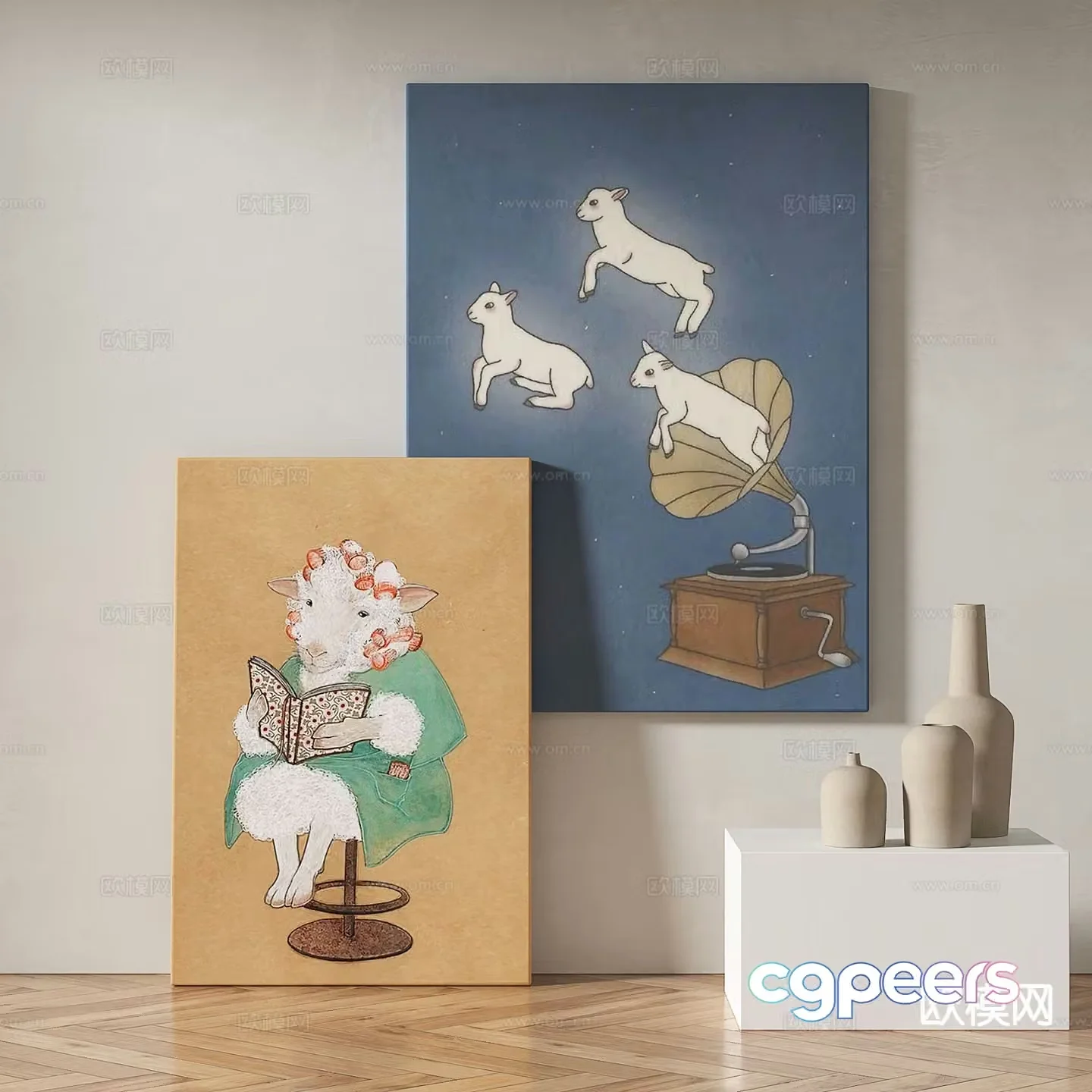 Modern cartoon painting decorative painting 3d model