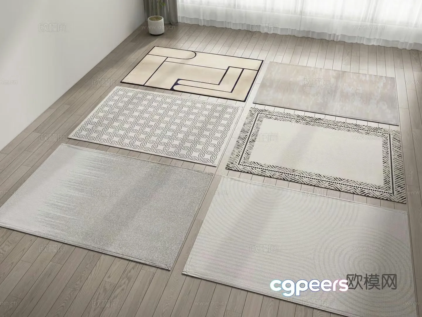Carpet square rug 3d model
