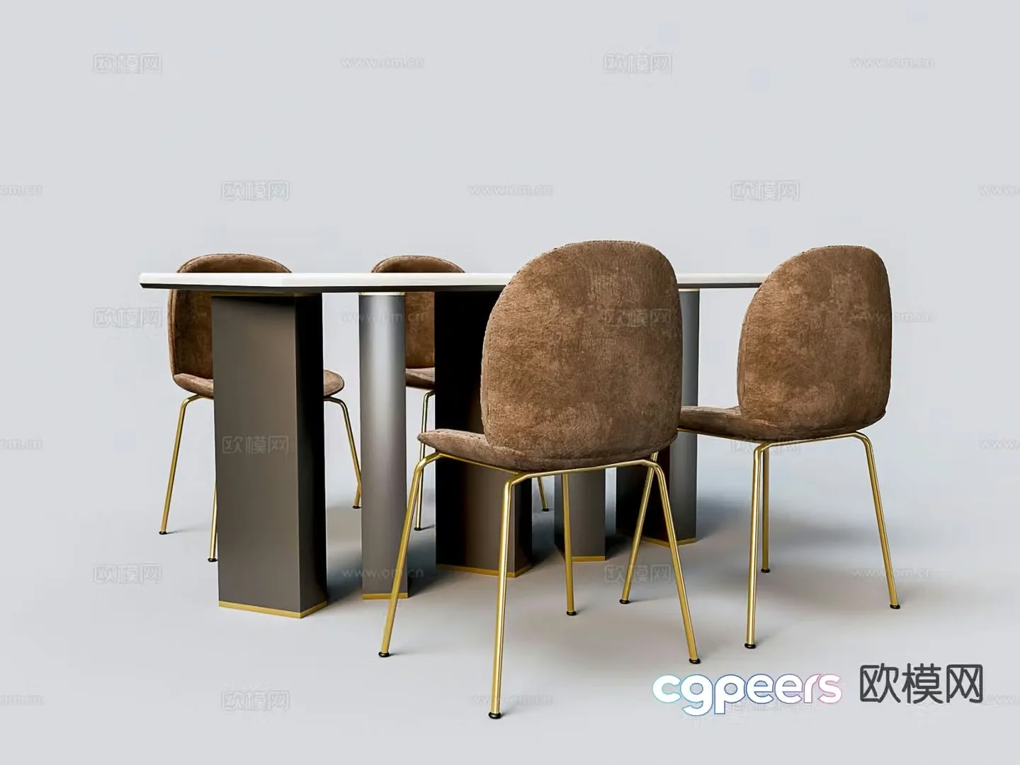 Modern dining table and chairs 3d model